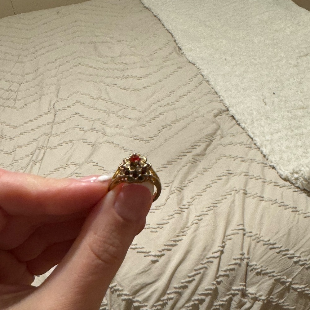 Gold Ring with Red Gemstones